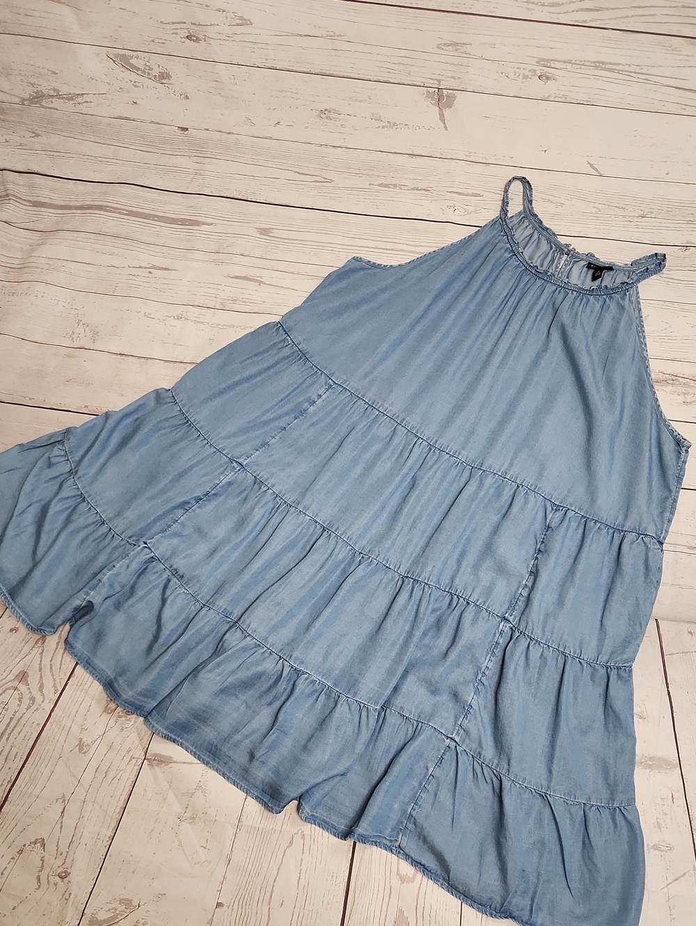 torrid Chambray Tiered Halter Midi Dress - Light Blue